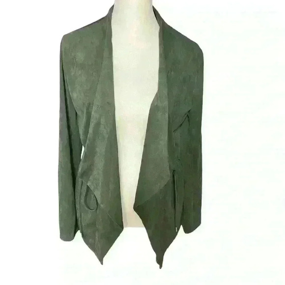 Blank NYC Olive Green Domino Faux
Suede Drape Front Tie Waist Jacket Size XS - Picture 7 of 10